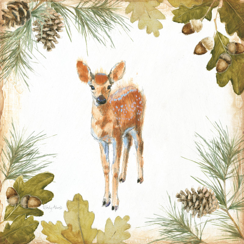 Into The Woods III On White Border by Emily Adams - Wrapped Canvas Painting, 30cm H x 30cm W