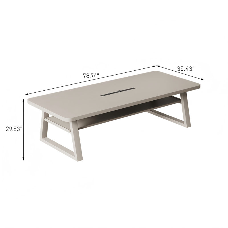 Petite table de conférence 78,74 po avec tablette et prises de courant, H 29,53 po x l 78,74 po x P 35,43 po