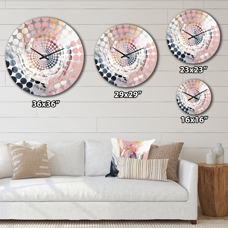 Horloge murale abstraite rose et bleue «Beauty in Marble Art III», Petit