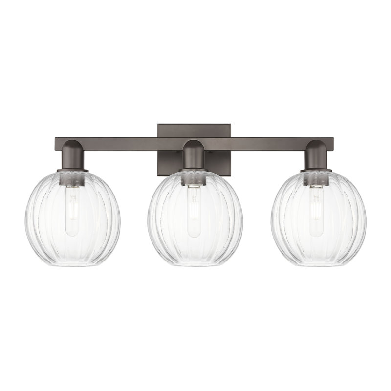 Eldon - 3 Light 26" Globe Shade Bath Vanity Light, Bronze frotté à l'huile, Clair