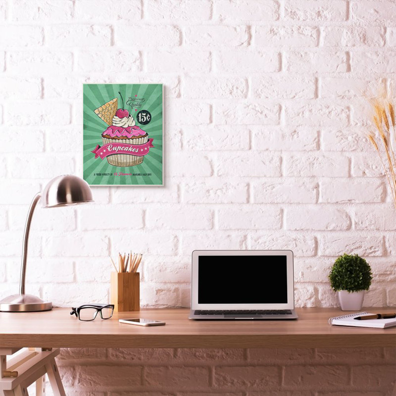 « petits gâteaux rétro », motif rose vert par l’ester kay, impression sur toile, Plaque murale, H 19 po x l 13 po
