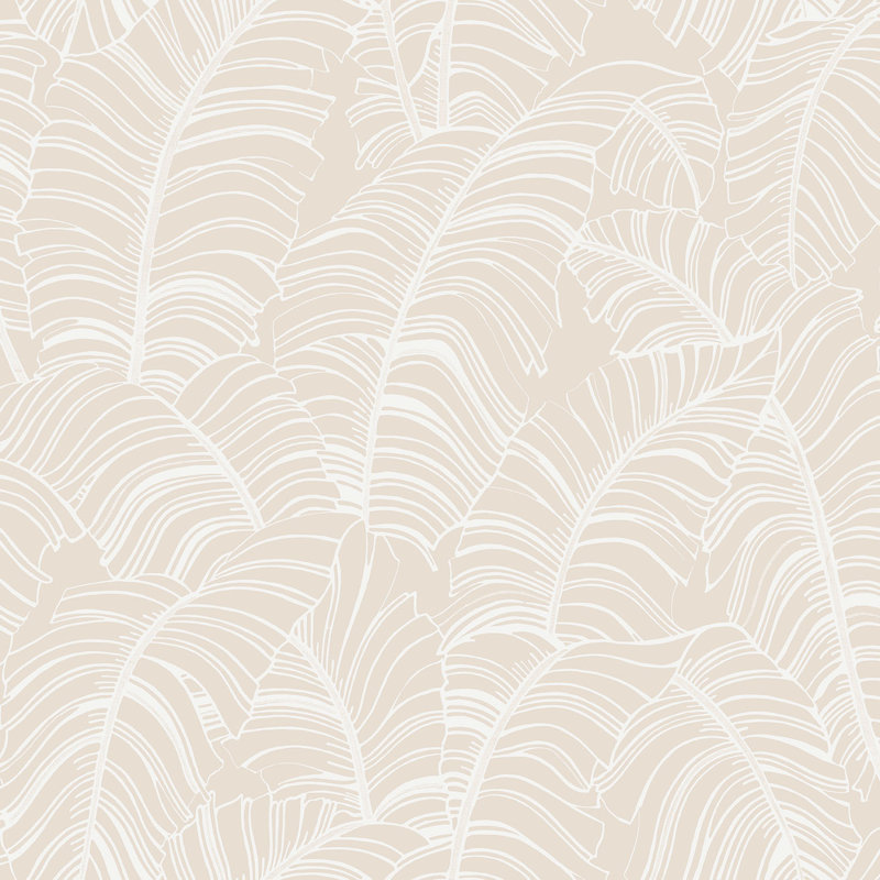 Bazaar Broadleaf Design 33' L x 21" W Wallpaper Roll, Neutral Taupe