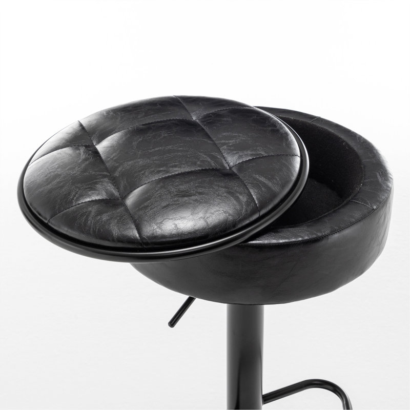 Round Storage Bar Stool Set For Various Settings, Black