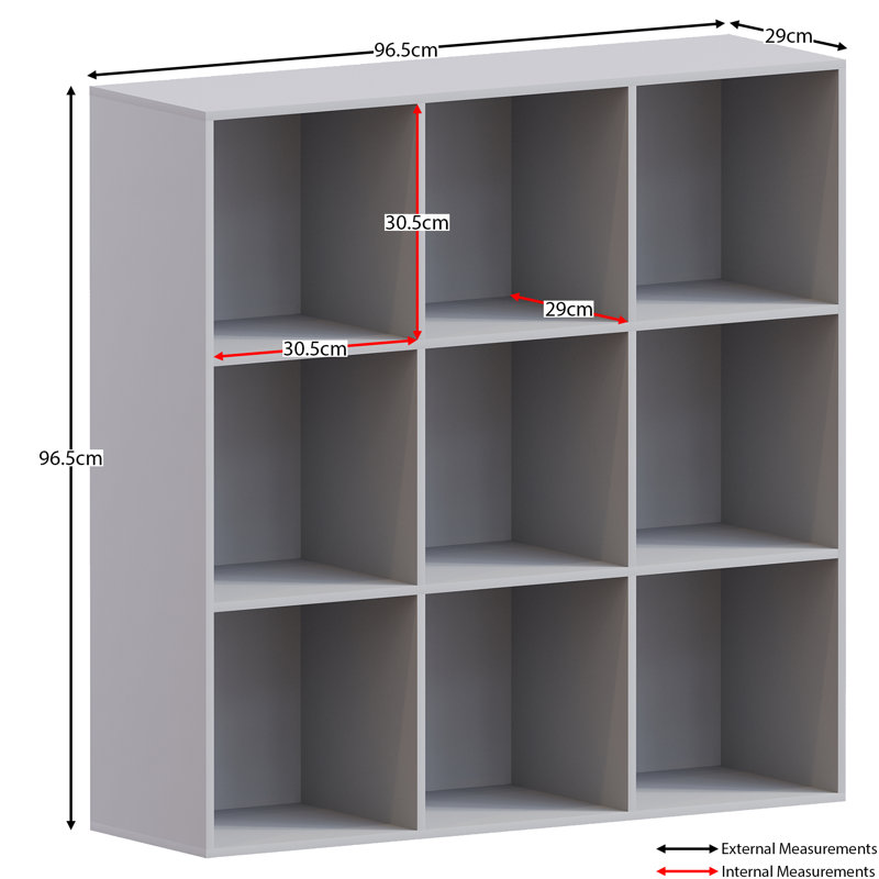 Herline 96.5cm H x 96.5cm W Cube Bookcase, Grey/White