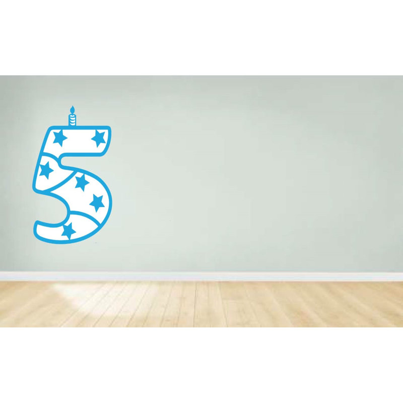 Décalcomanie murale en vinyle « Fifth Birthday », H 40 po x l 20 po, bleu
