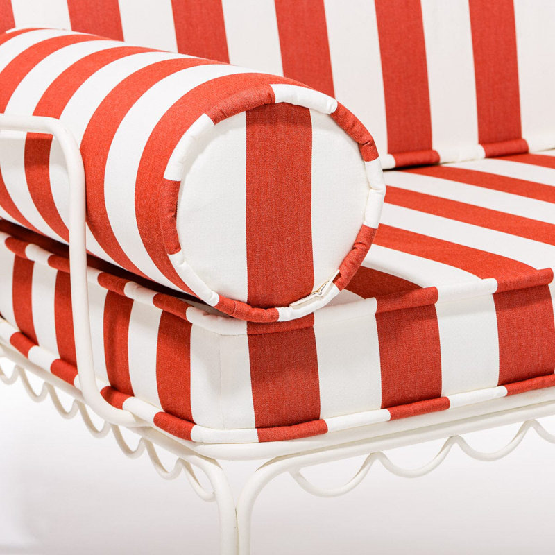 Love Seat Slip Cover Set, Red/White Striped Acrylic