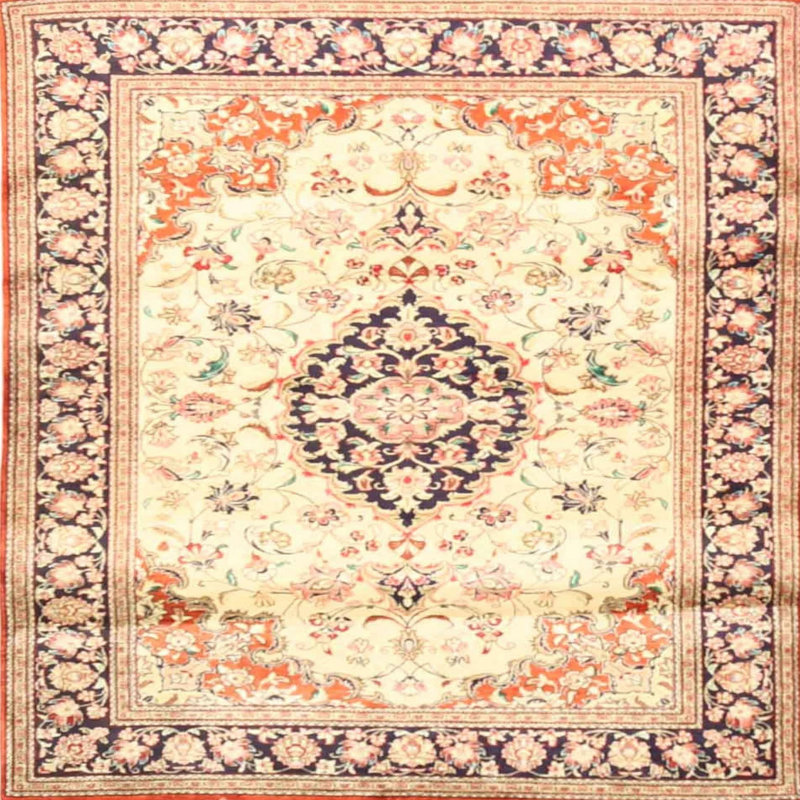 Tapis oriental beige / bleu, Carré 4 pi