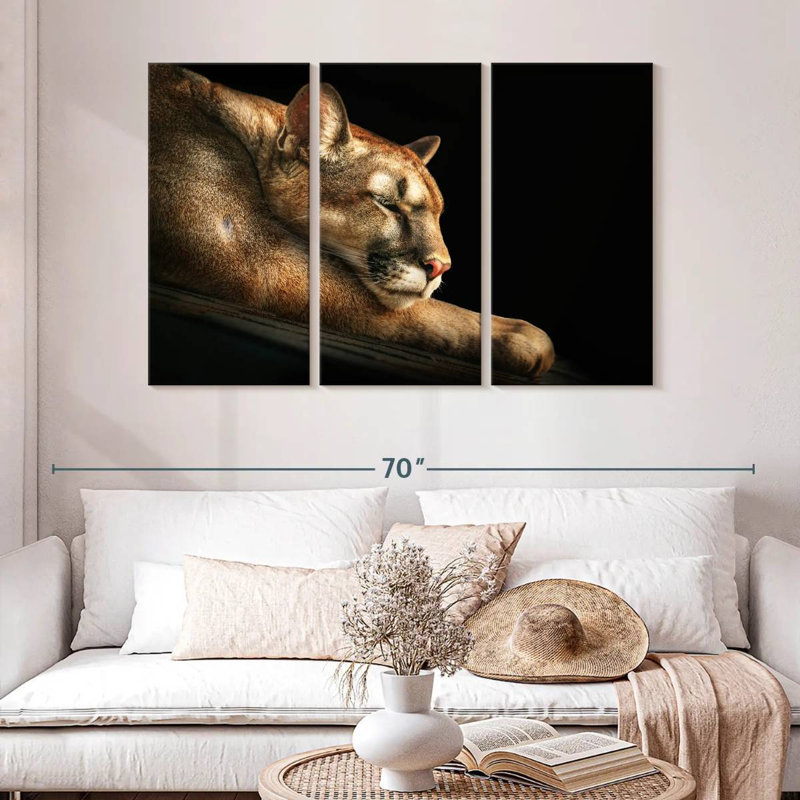 Brampt Sleeping Cougar, 28" H x 45" W