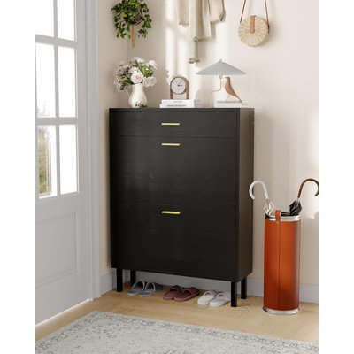 Armoire de rangement pour chaussures avec deux tiroirs rabattables, organisateur de chaussures dissimulé peu encombrant pour le vestibule