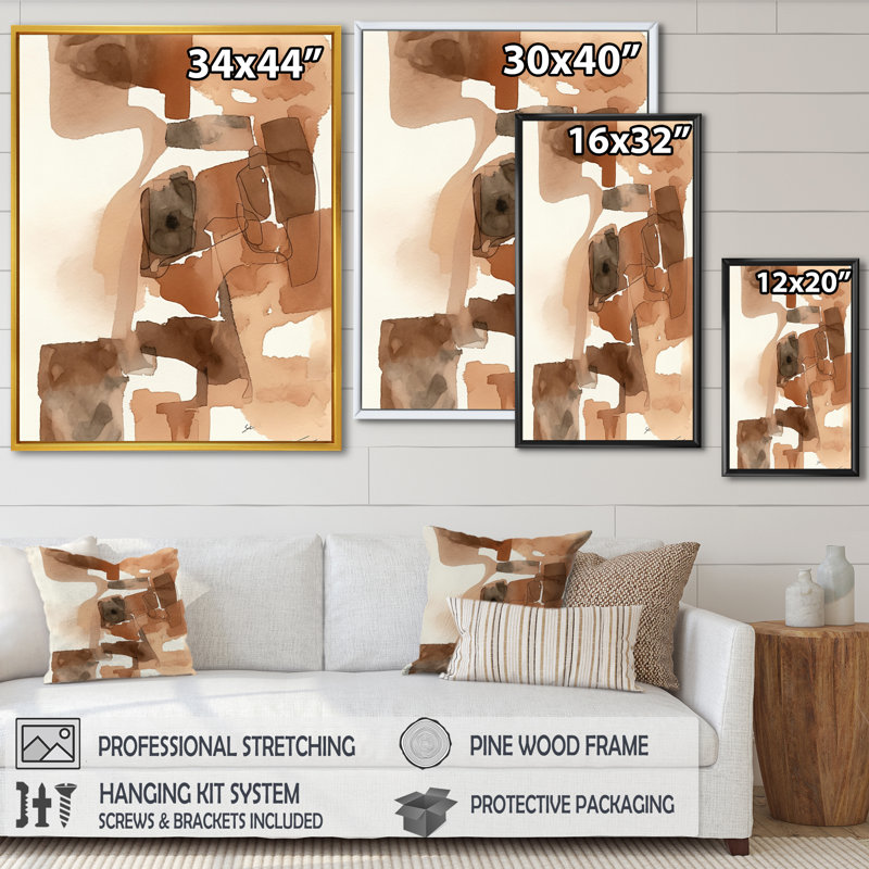 «Liquid Earth Tones I», reproduction sur toile, H 40 po x l 30 po x P 1,5 po, Toile avec cadre flottant or
