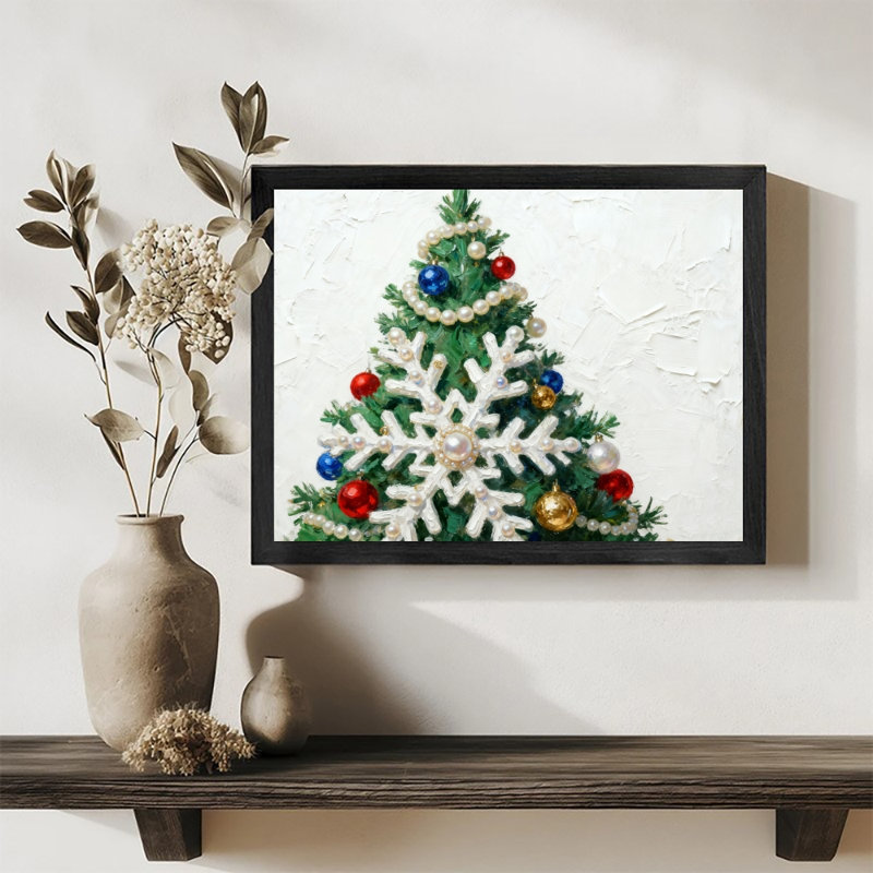 Arbre de Noël rétro noir, art mural, impressions de style rétro, H 17 po x l 25 po