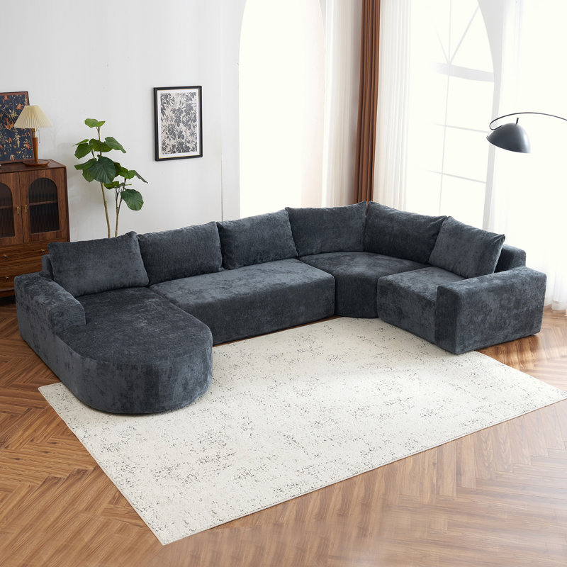 Canapé modulaire surdimensionné en chenille de 141,7 po, Gris