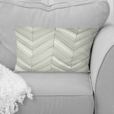 Beige Cream Midcentury Herringbone I - Midcentury Lumbar Pillow
