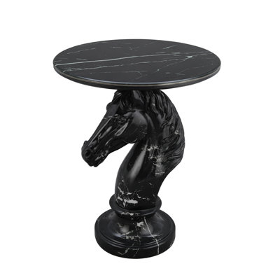 Horse Head Accent Table Animal Statue End Tables Livingroom, Black