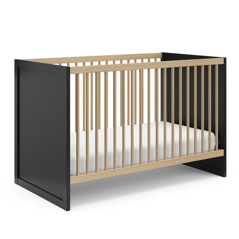Lit de bébé convertible 3-en-1 Calabasas, Noir / bois flottant