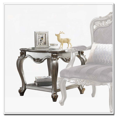 Antique Platinum 1-Shelf End Table