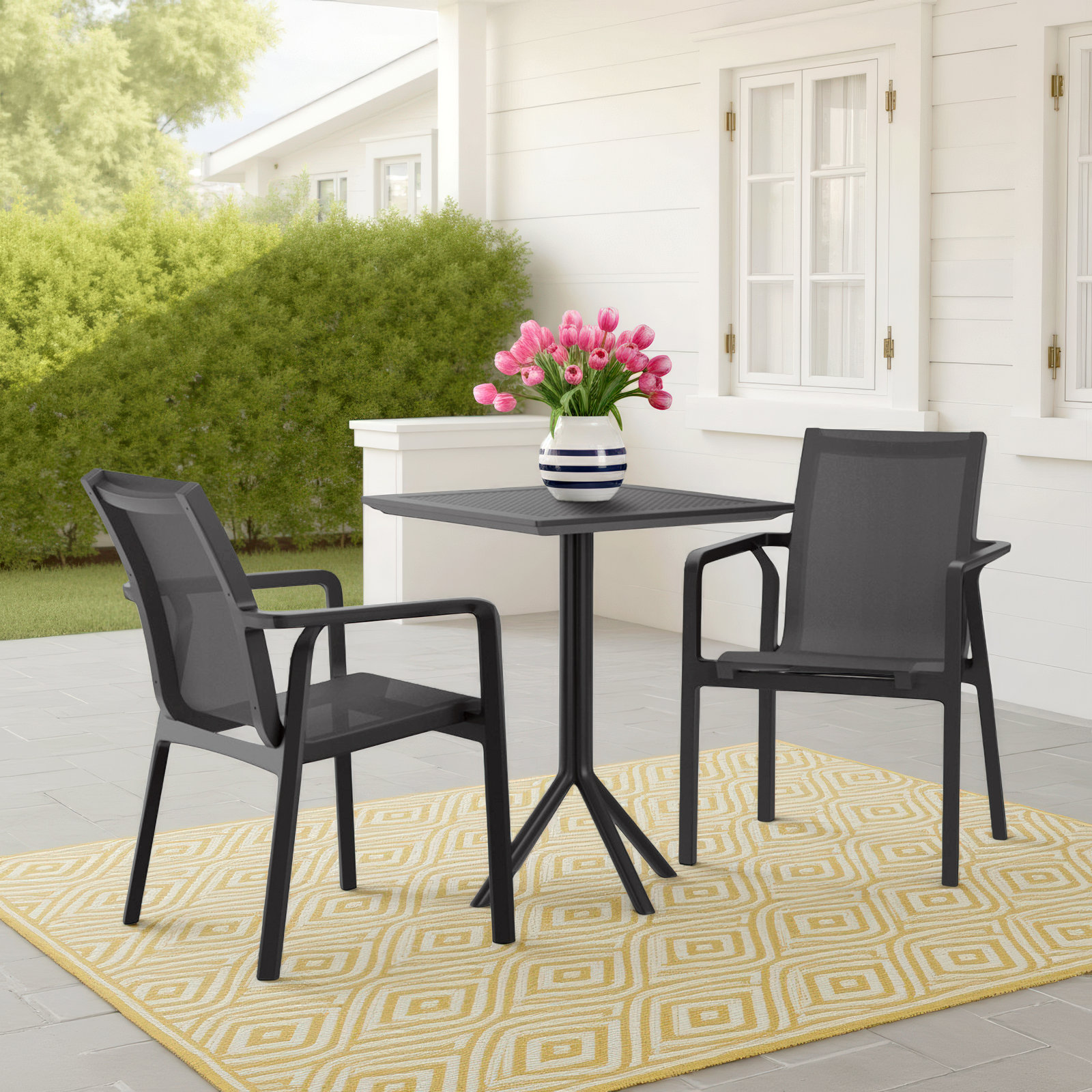 Farrah 24" Patio Bistro Set, Black