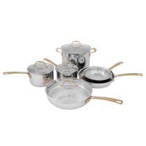 Gourmet Edge Stackable Stainless Steel Nonstick Cookware Set- Pots