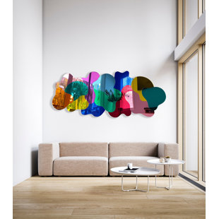 Art mural abstrait surdimensionné multicolore en miroir uniQstiQ US Made