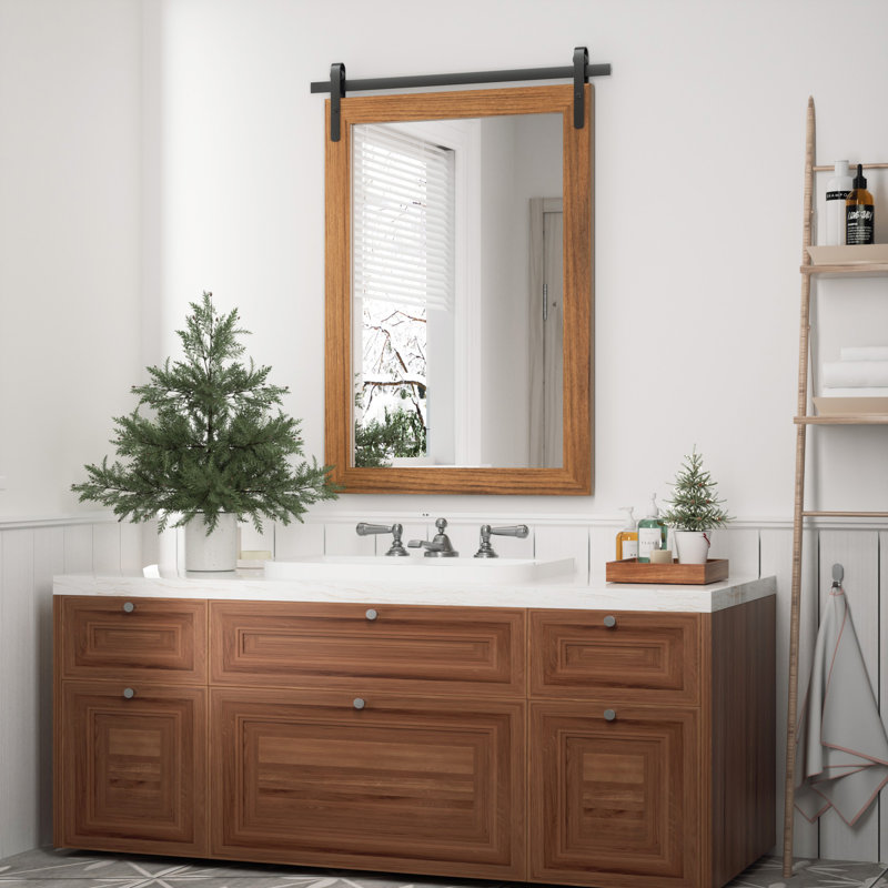 Miroir de salle de bain Keira-Mai, Verticale 26 po x 18 po, Blanc