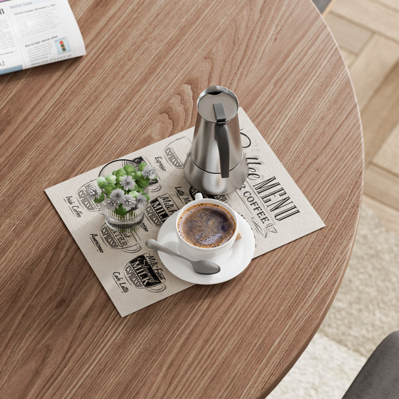 Pedestal Elegant Wood Texture Round Dining Table, 29.9”H x 41.7”L x 41.7”W, Walnut