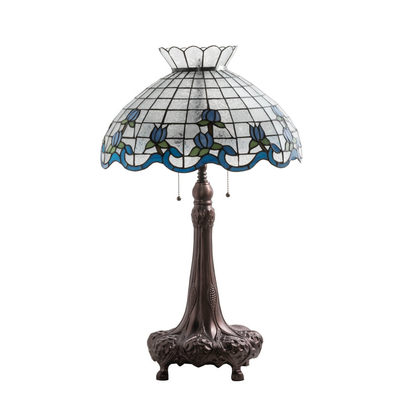 Lampe de table Roseborder, H 33 po x l 23 p ox P 23 po, Transparent / bleu / vert