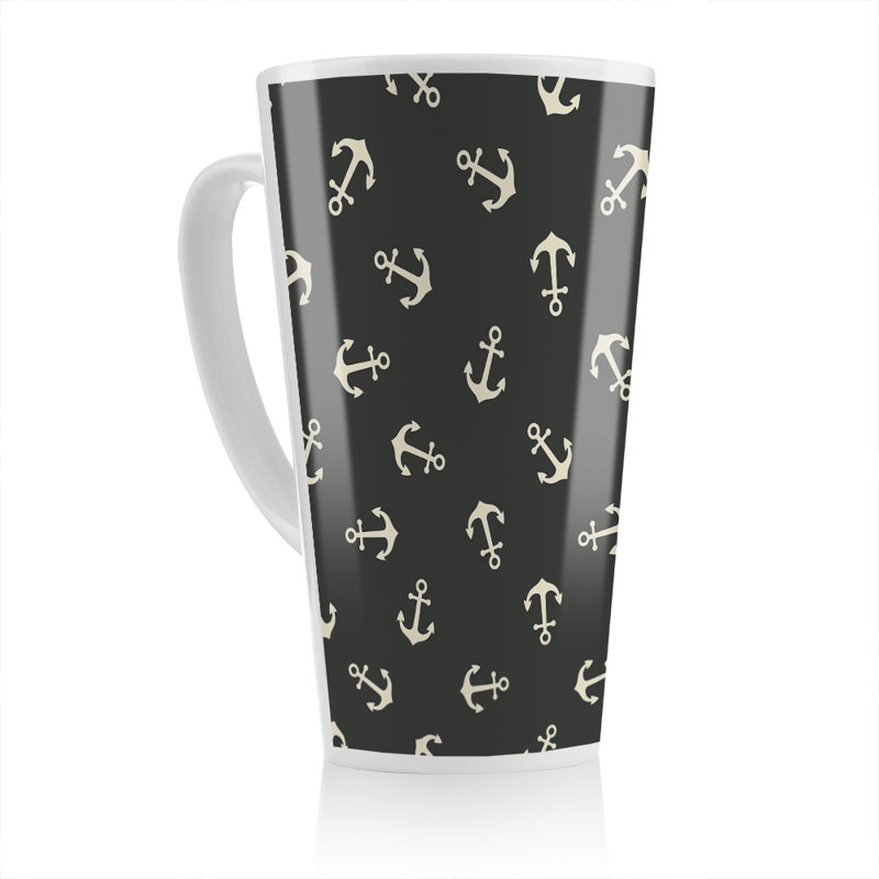 Anchors On Latte Mug, Black