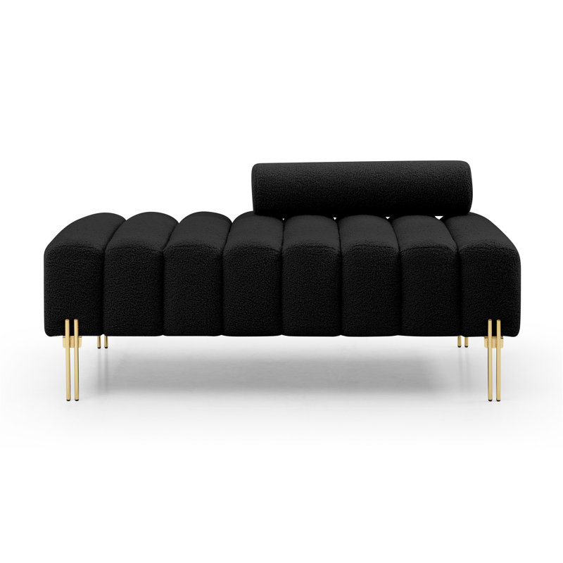 Gracelee Upholstered 53.2'' Sofa, Black Faux Sherpa Fleece Fabric