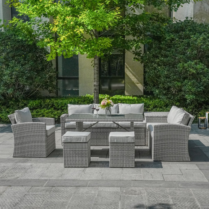 8 - Person Seating Group with Cushions, White