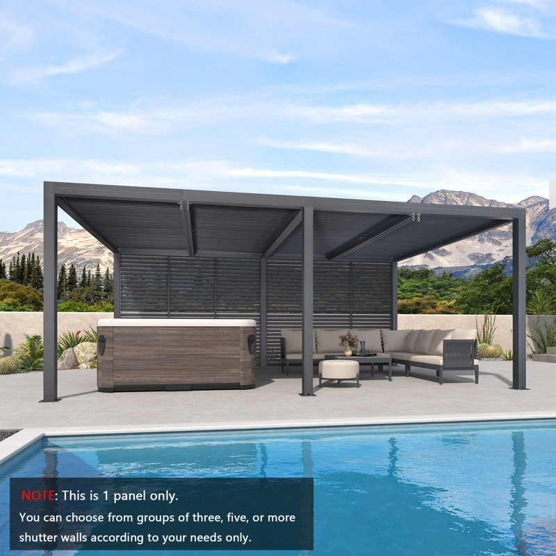 Volet mauve à fixation murale en aluminium pour pergola à persiennes, gris, L 36,54 po
