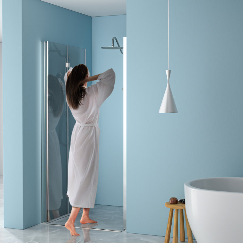 30"W X 72"H Fold Shower Door In - Tempered Glass Water-, Space, Adjustable Aspect With Folding Feature Inlet