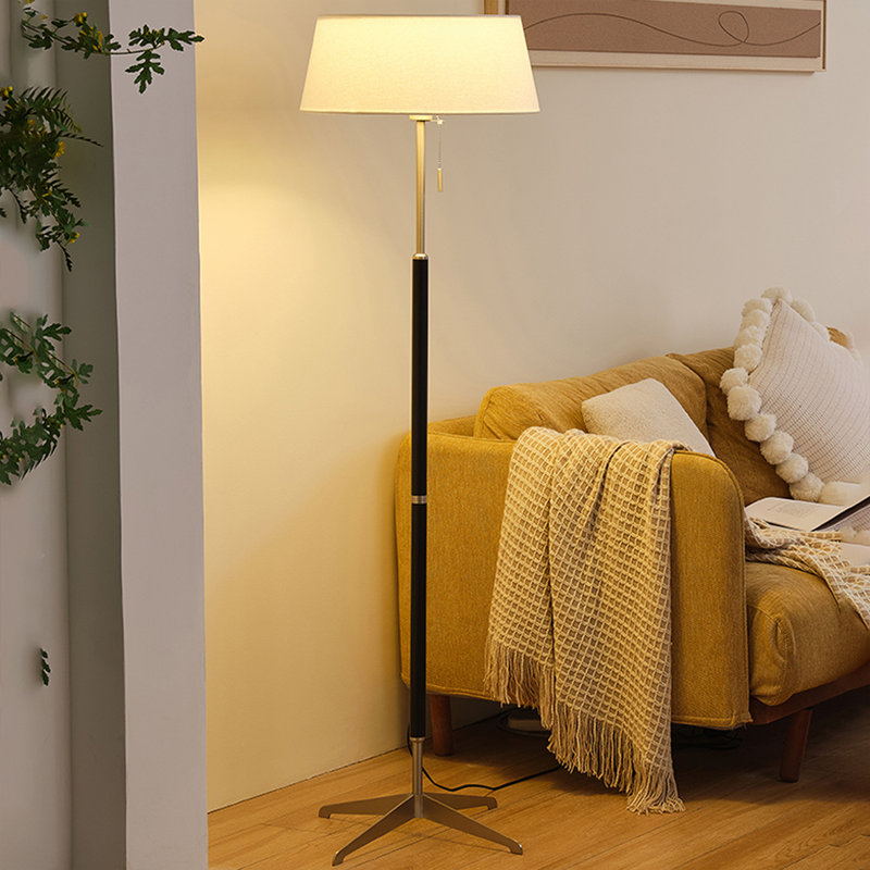 White + Black + Silver Fabric + Solid Wood + Iron Free form Floor Lamps