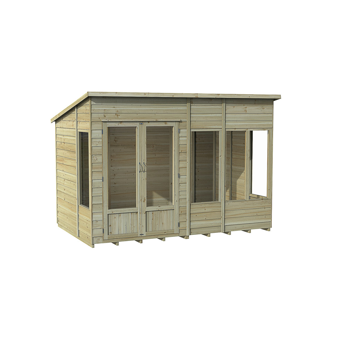 4Life 10x6 Pressure Treated Double Door Pent Summerhouse