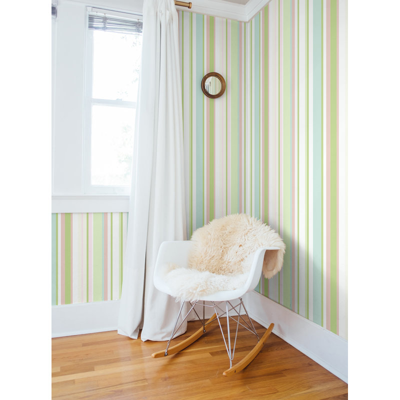 Rouleau de papier peint lisse L 33 pi x l 20,5 po Walk the Line, Pomme verte / fleur