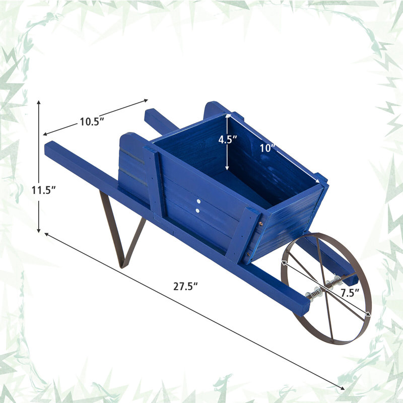 Pot en bois brouette, Bleu