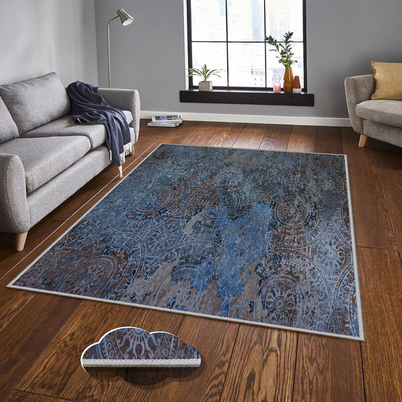 Stylish Woven Carpet (4 x 6 ft), 100% Polyester, 0.4 in Pile Height | Antibacterial, Non-Slip Underside | Machine Washable, 3D Digital Printing | Perfect for Living Room, Bedroom, and Home Decor