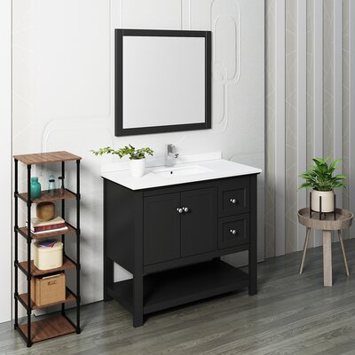 Manchester 40"" Free-Standing Single Sink Bathroom Vanity Set with Mirror (Faucet Not Included) -  Fresca, FVN2340BL