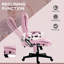 Fauteuil de bureau à 6 points de massage vibrant avec chaleur et dossier haut inclinable en lin avec dossier inclinable, accoudoirs rembourrés et télécommande, rose