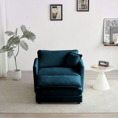 Fauteuil d'appoint moderne avec repose-pieds, fauteuil club en chenille et fauteuil de lecture pour chambre à coucher