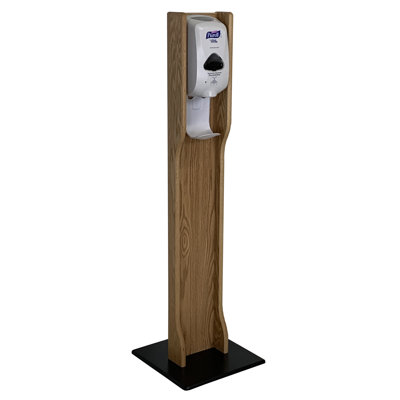 Support à distributeur de désinfectant à la main, design élégant, chêne léger