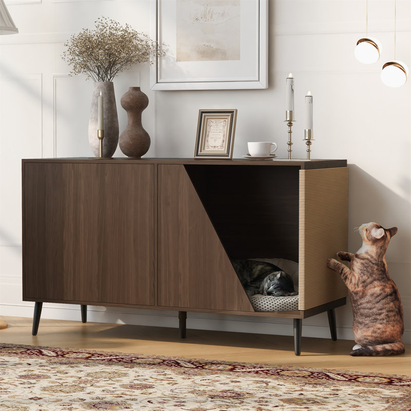 Maison pour chat de 53 po avec grattoirs et armoire fermée