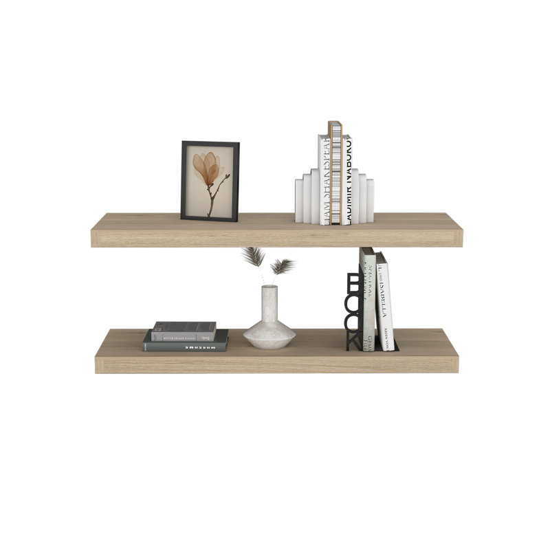 Amoroso 31.5" Wide Floating Shelves Set Of 2, Light Pine