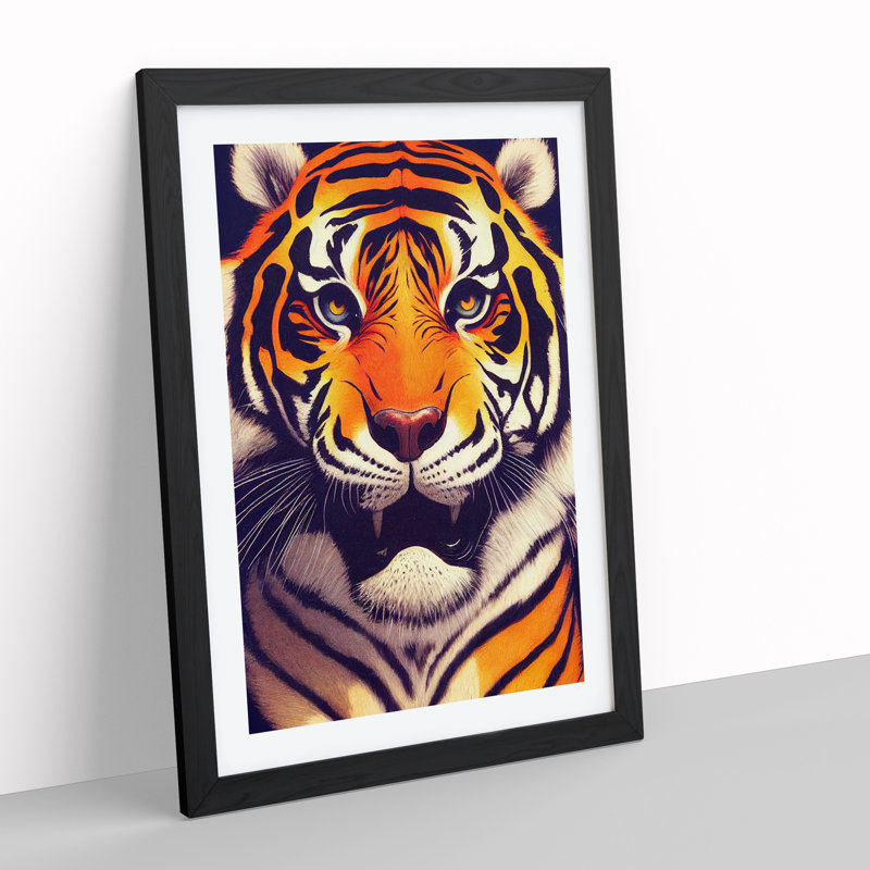 Face Of A Tiger No.3 - Single Picture Frame Print, Black, 64cm H x 46cm W x 2cm D