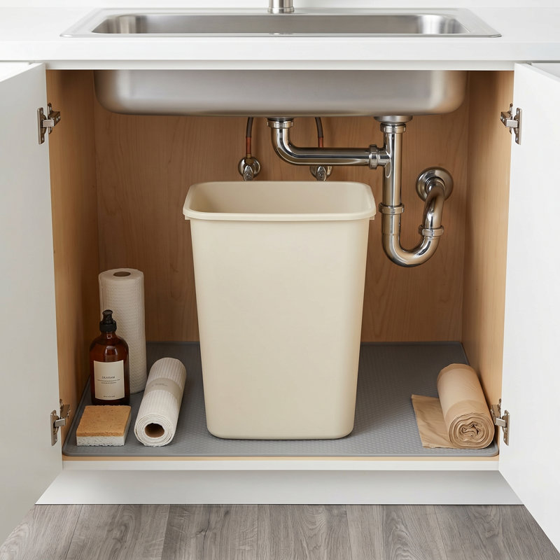 Poubelle rectangulaire en plastique 10 gallons | Ensemble de 5, Beige