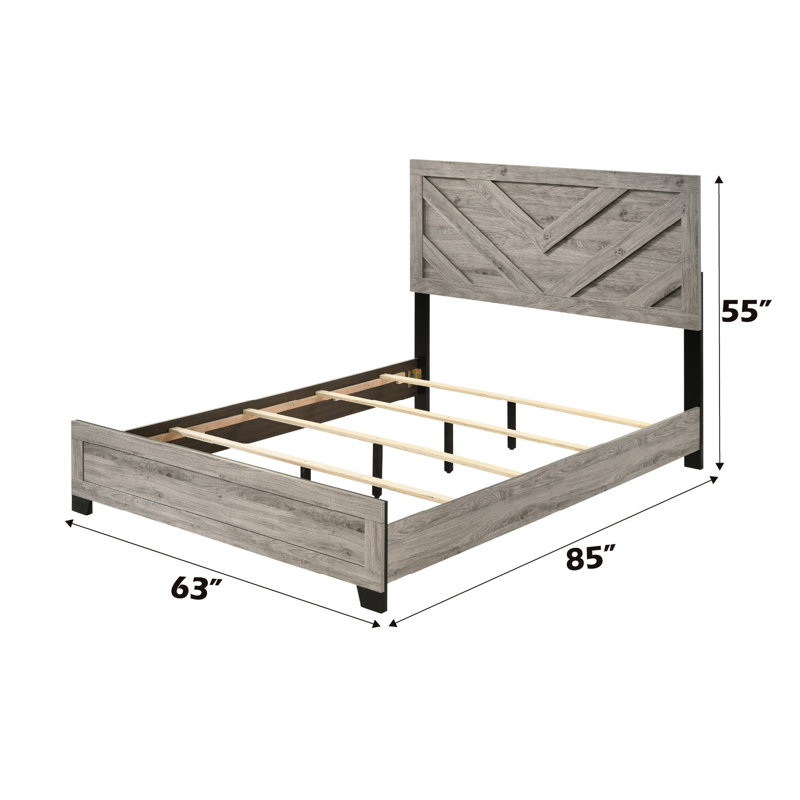 Grand lit à 4 pattes Grey 4, propriété en bois, matelas de 8 po, capacité de poids de 220 lb
