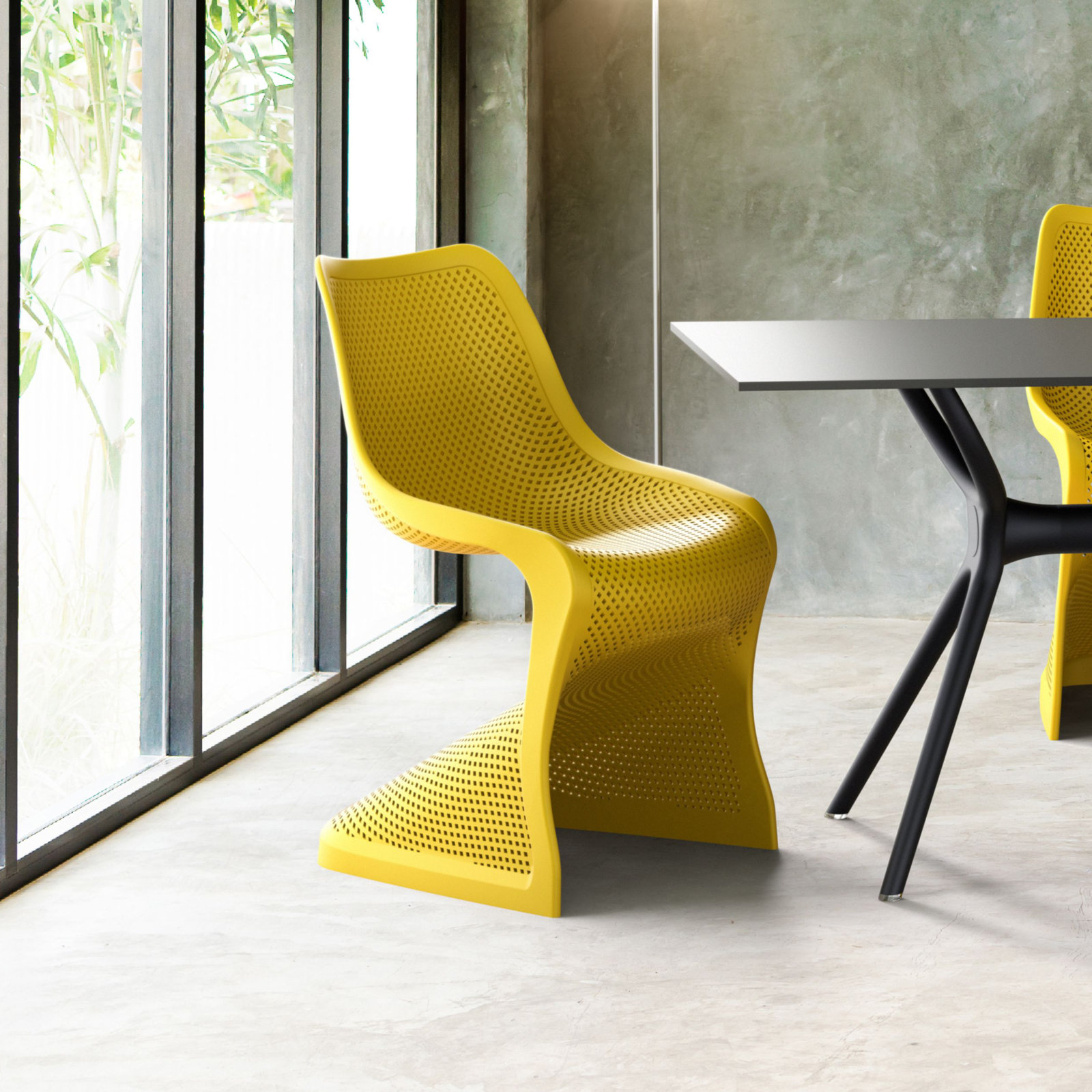 Spector Stackable Patio Side Chair, Yellow