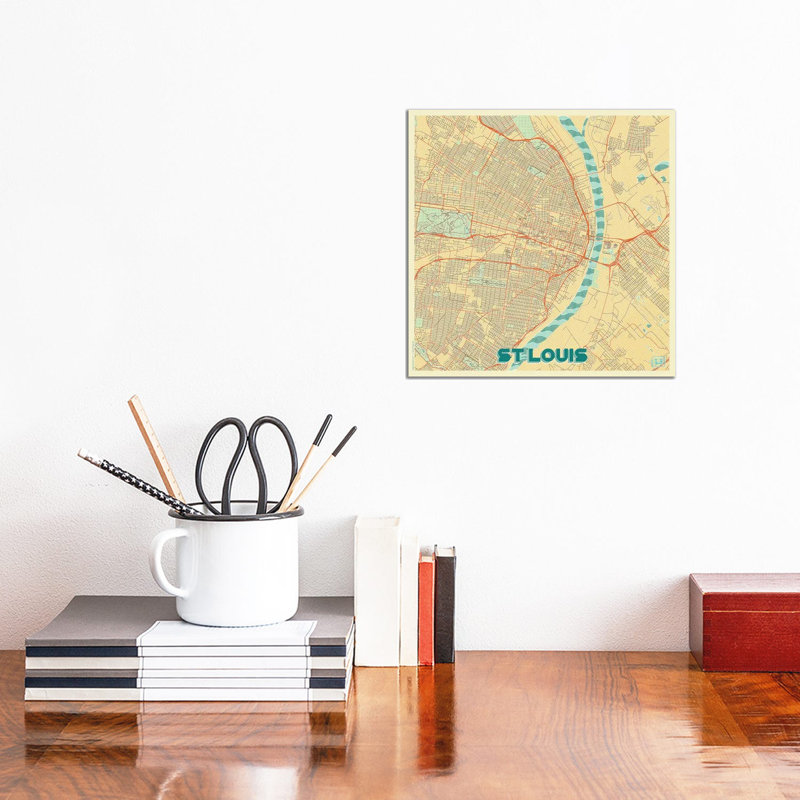 San Diego Vintage Blue Watercolor Urban Blueprint Map by Hubert Roguski - Wrapped Canvas Print, 30.48 cm H x 30.48 cm W
