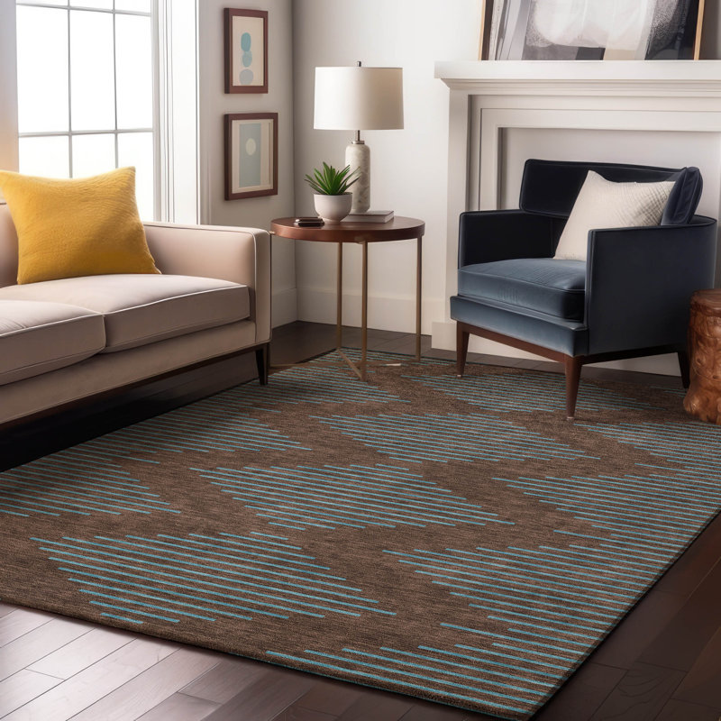 Tapis géométrique de qualité supérieure lavable à la machine Jahnke AMF1017, Rectangle 10 pi x 14 pi