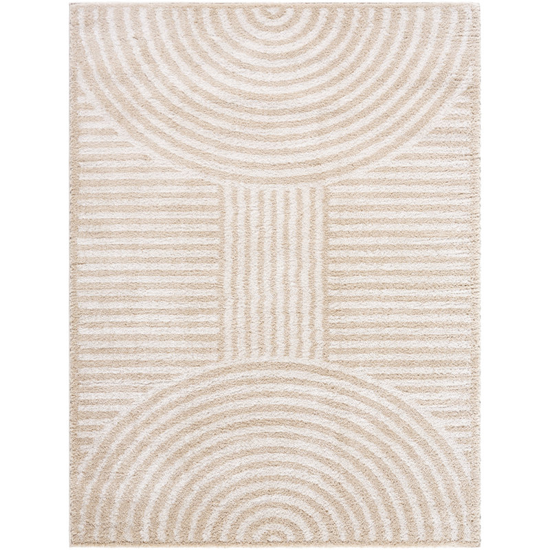 Machine Washable Shaggy Boho Beige Area Rug, Rectangle 160 x 213cm
