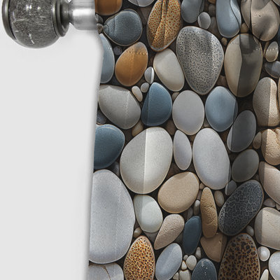 Pebble Mosaic Tropical Motif I - Rideau floral - Rideau floral occultant en velours - 1 panneau